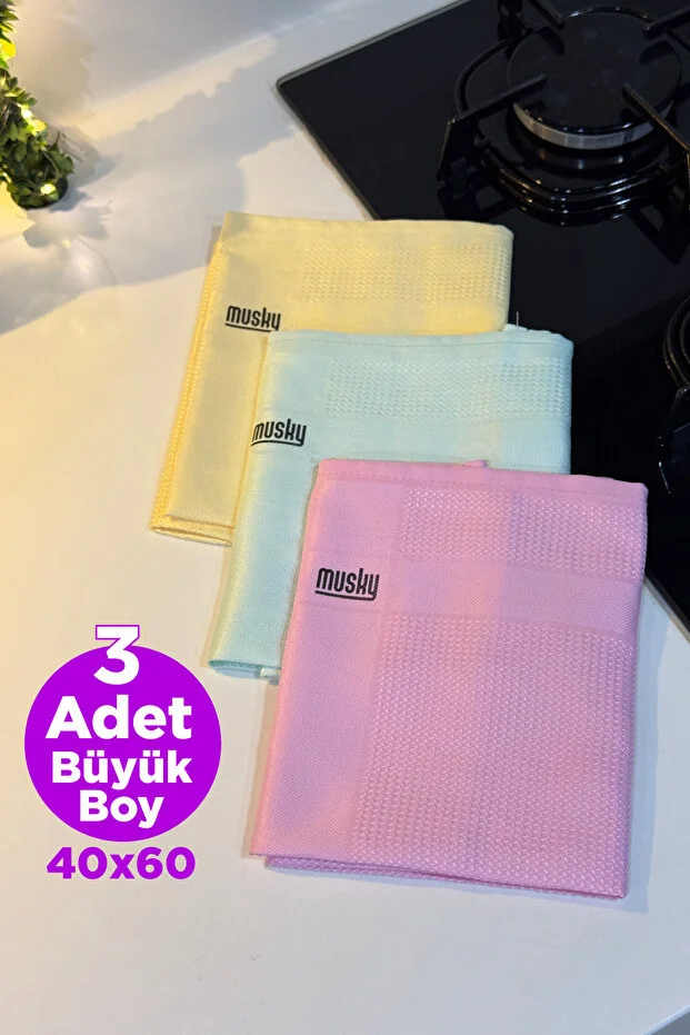 3'lü Mikrofiber Temizlik Bezi | Sihirli Bez | 3lü Paket | Goldserisi | 40x60cm Cam,banyo,vitrin Bezi